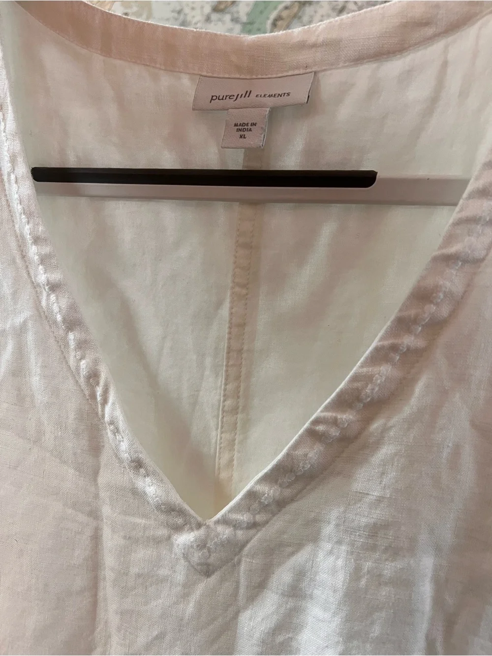 Pure Jill Elements White Linen Embroidered Sleeveless Dress XL Boho Cottagecore - Picture 10 of 12
